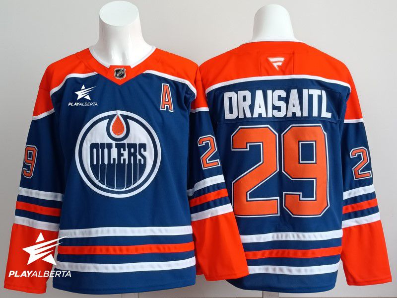 Men 2025 Edmonton Oilers #29 Draisaitl Blue Fanatics Home Premium NHL Jersey style 2->edmonton oilers->NHL Jersey